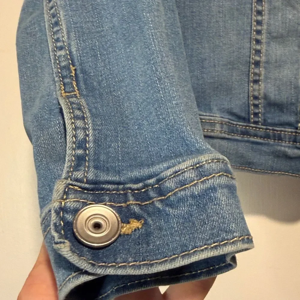 The Children’s Place- Full Button Down Jean Denim Jacket Cropped- Girl Size 5/6
